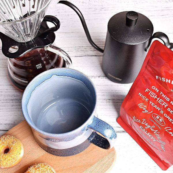 Stor Keramisk Kaffemugg, Stor Tekopp för Kontor och Hem, 620 ml, Diskmaskins- och Mikrovågssäker, 1 st (Blå)