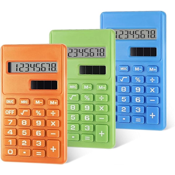 3 kpl Mini Digitaalinen Pöytälaskin 8-numeroisella LCD-näytöllä, Vakiotoiminnot, Elektroninen
