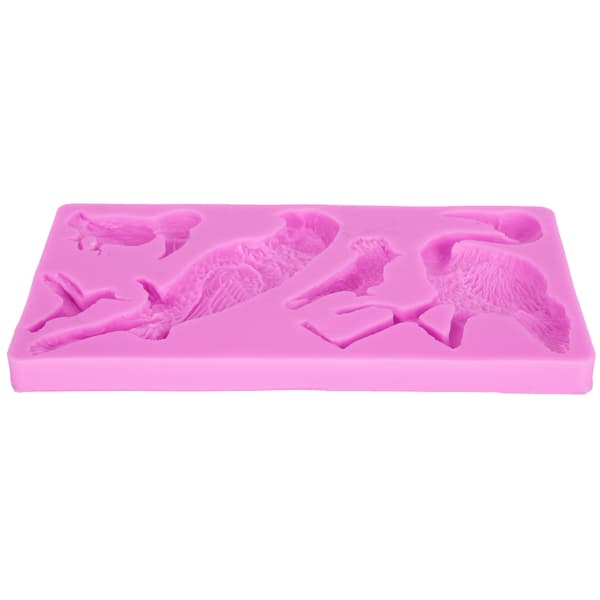 Fuglemønster Fondant Kageform Bærbar Blød Silikoneform til Chokolade Stearinlys (Pink)