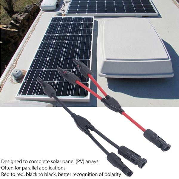 2 st Y-grenkontakter för parallell IP67 vattentät dammtät för solpanel PV-matris Hemljudstillbehör
