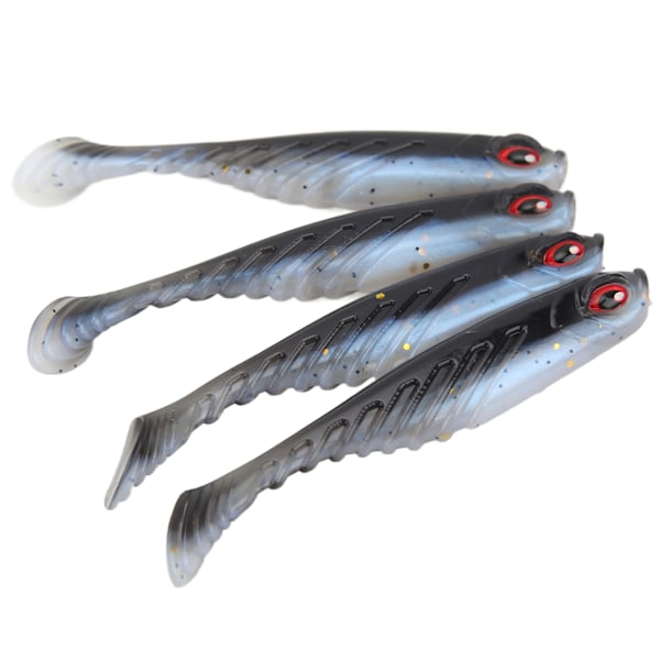 4PCS AR48 75mm/3.2g T-svans mjukt bete Dubbla färger Konstgjorda fiskedrag Wobblers Svart rygg