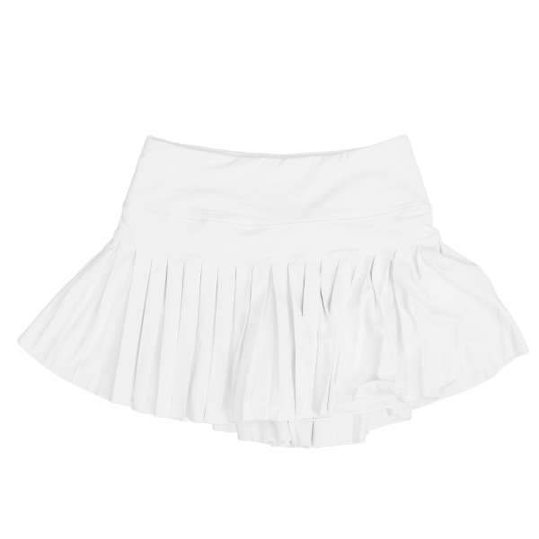 Sommer plissert skjørt Mykt pustende hvite tennisshortsskjørt med lommer for jente kvinner Fitness L