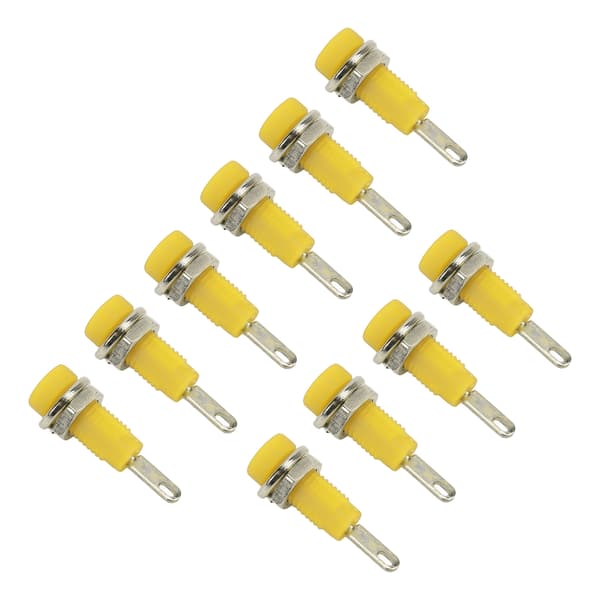 10 stk. J.40003 2 mm Bananplugg Panelkontakt Utvidet Post Pluggadapter for Elektronisk Instrument Gul