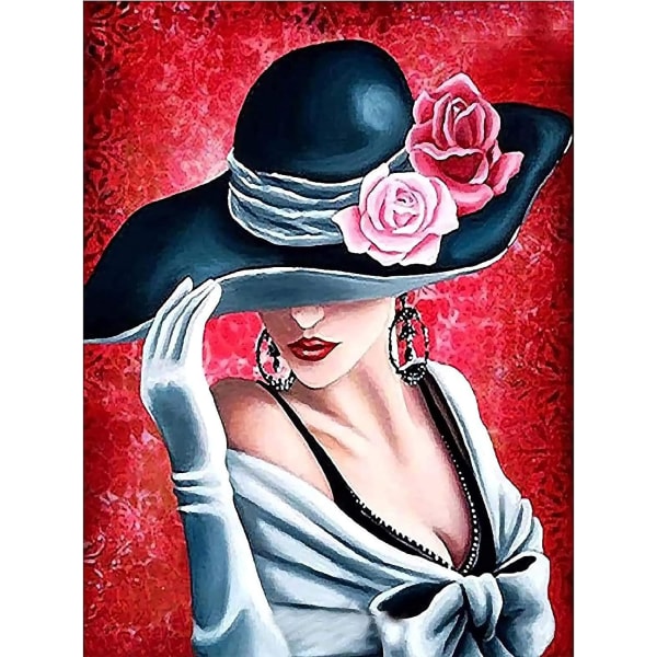 Gör-det-själv 5D- diamond painting - hattdesign, 30x40 cm, hel strass set för heminredning