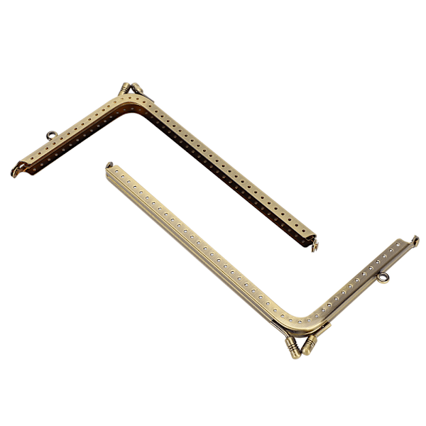 2 stk. Metalpungramme Taske Lås Lås Skræddersy DIY Tilbehør Legering L-formet Glat 18,5 cm