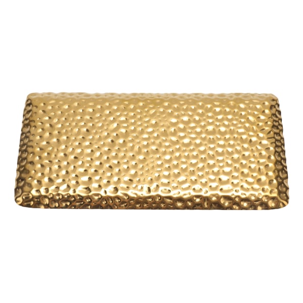 Hamrad bricka utsökt luktfri rostfritt stål serveringsbricka för vardagsrum sovrum kök badrum 19,5x9,5cm guld