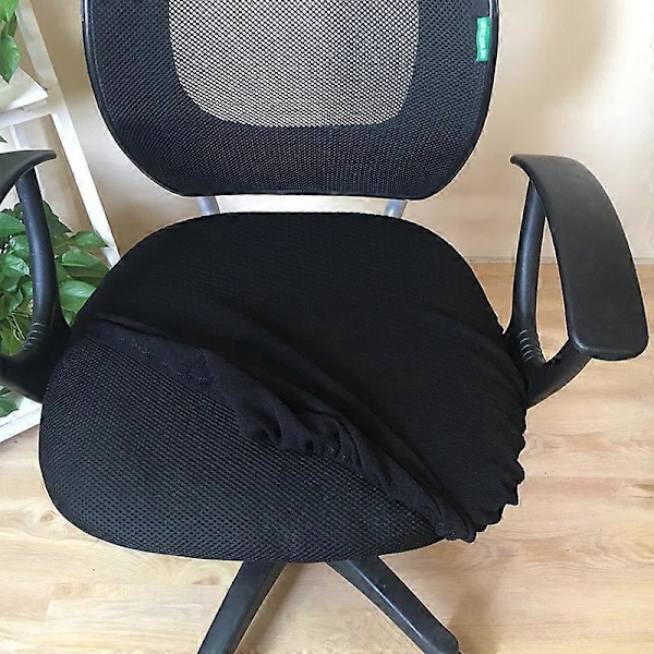 Stretch Jacquard Kontorsstolsskydd, Avtagbara Tvättbara Dammtäta Stolsdynskydd - Svart