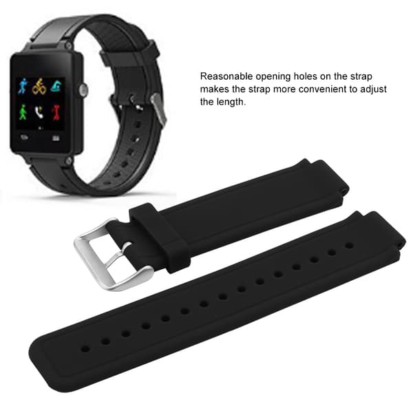 Säädettävä silikageeli kellon ranneke rannekellon hihnan korvaava Garmin Vivoactive -kelloon (musta)