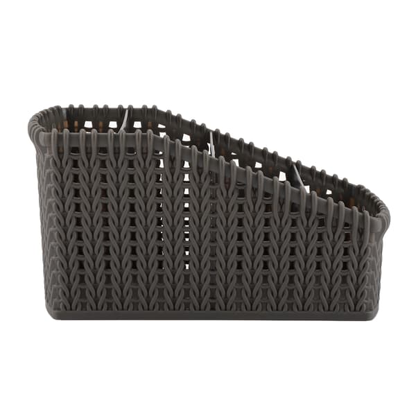 Multi-gitter Rattan Skrivebordsopbevaringsboks Kosmetikholder Skrivebordsorganisator (Mørkegrå)
