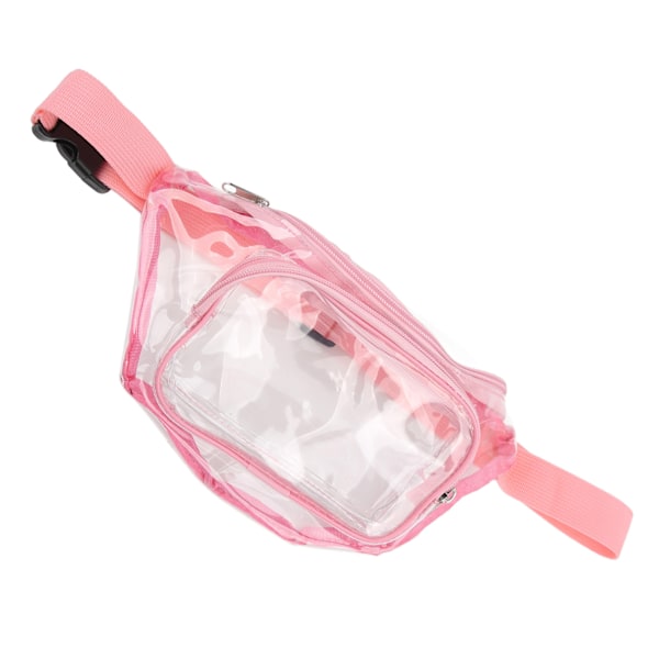 Gjennomsiktig Fanny Pack PVC Vanntett Glidelås Multifunksjonell Midjebelte for Reise Rosa