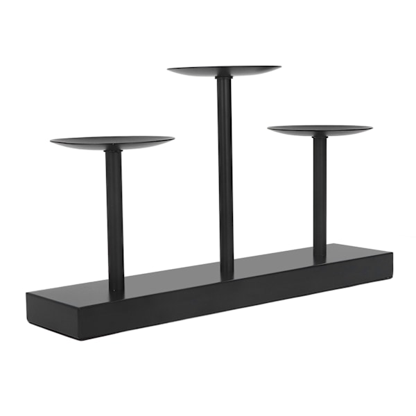 Pelare Ljusstake 3 Plattor Matt Svart Retro Design Robust Metallstruktur Pelare Kandelaber för Bröllopsfest Bar