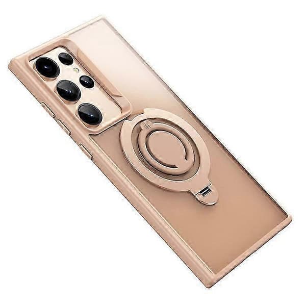 Magnetic MagSafe Case for Galaxy S23 Ultra with Stand, Matte PC+TPU Shell and Silicone Ring Gold