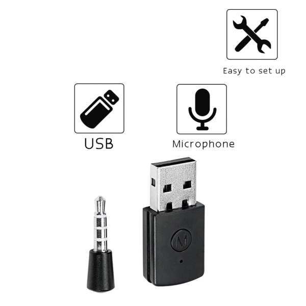 USB 2.0 trådløs hodetelefonmikrofon Bluetooth 4.0 dongel med mikrofon 3,5 mm adapter for PS4