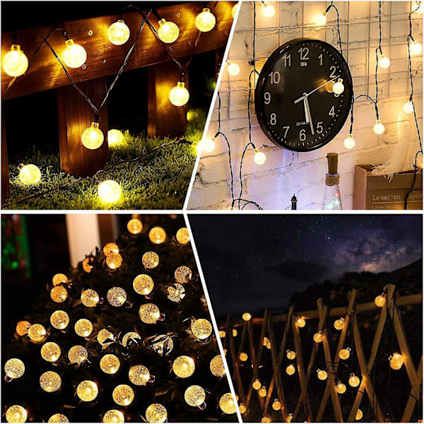 50 LED-kristallipallon aurinkolamppua USB liittimellä - vedenpitävä IP65, 2 tilaa sisä- ja ulkosisustukseen, koti/puutarha/juhla