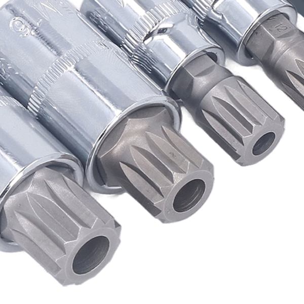 Triple Square Spline Bit set - 10 kpl, CR V Bit -kanta, M4-M18, 1/4in 3/8in 1/2in Drive, säilytyslaatikolla