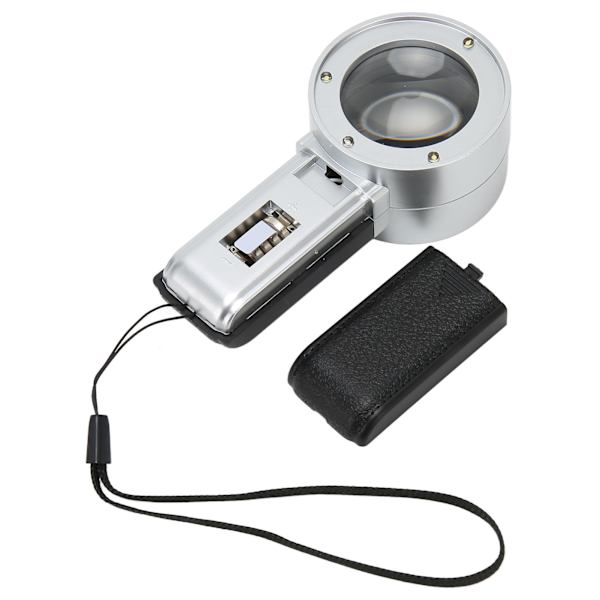 30X förstoringsglas med 3 LED-ljus Akryl optisk lins Handhållet förstoringsglas inbyggt batteri silver