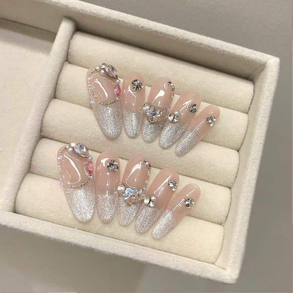 Cat Eyes Tip Long Artificial Nails Finger Ultraflexible Long-lasting False Nails S