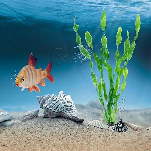 Mylifeunit 10-pakke Kunstige Tangplanter for Akvarium Plast Fiskedam Dekorasjon Grønn
