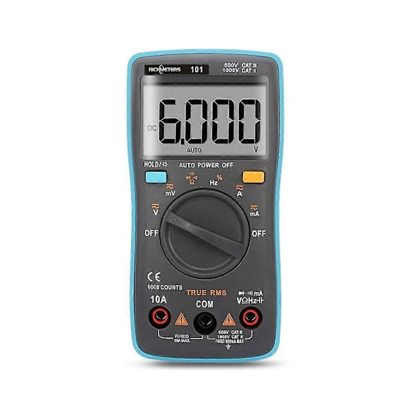 RM101 Digital Multimeter, 6000 Tællinger, Auto-Skiftende Baggrundsbelysning, True RMS, Lav Batteri Alarm, Data Hold Funktion