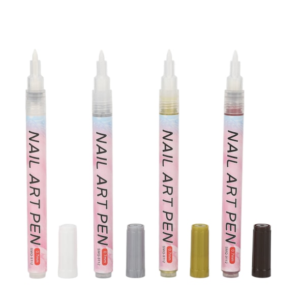 12 färger Nail Art Pens Set Snabbtorkande Bärbar Långvarig Nagelmålning Ritpennor för detaljer Linjer