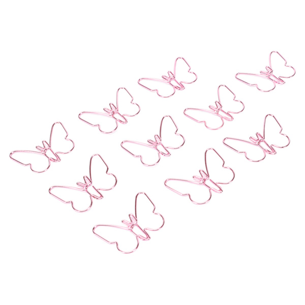 100 stk formet papir klips rosa sommerfugler form metall søt stil lett bærbar kontor klips for dokument