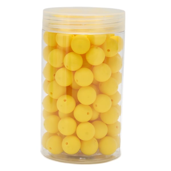 105 stk 15 mm silikonperler Bulk runde silikonperler Løse perler for armbånd Halskjede nøkkelring gjør gul