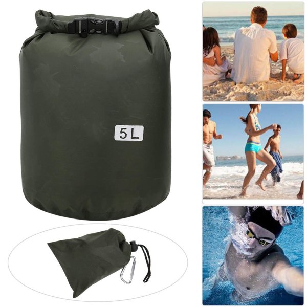 PVC Utendørs sammenleggbar Vanntett Barrel Dry Bag Oppbevaring Bærevesker Camping Vandring StrandMilitærgrønn