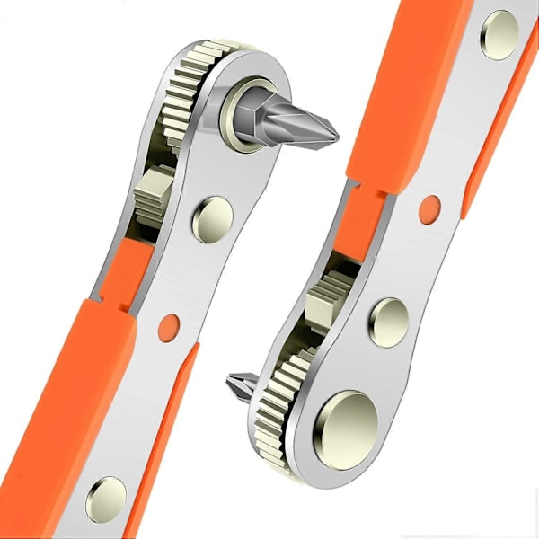 Skralle Magnetisk Skrutrekker, Mini 1/4 Skrallefastnøkkel, 1/4\" Drive Høyt Dreiemoment, Reversibel Skralle Offset Skrutrekker, Multi-Funksjon Lomme Reparasjon
