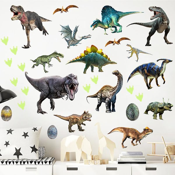 Hohtavat dinosaurus-tarrat lastenhuoneen sisustukseen