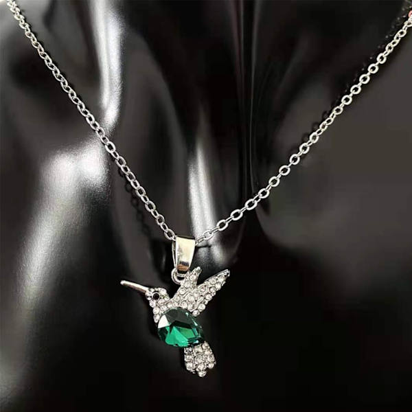 Hummingbird halskjede for kvinner Fasjonable bærbare rhinestone halskjede for fester Grønn