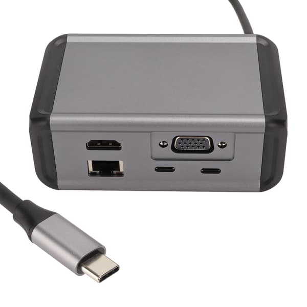 12 i 1 USB-hubb Typ C till PD HD Multimedia Interface Lagringskort Minneskort AUDIO3.5 VGA RJ45 USB C2.0 USB C3.0 2 USB3.0 USB2.0 Grå