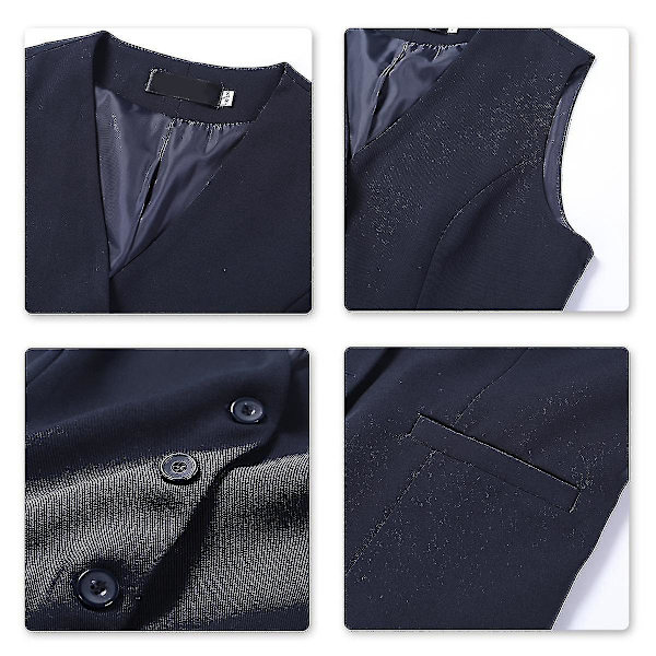 Formell V-hals Vest for Kvinner | Ensfarget | XL | Blå