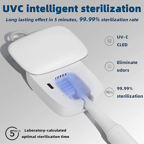Latautuva UV-hammasharjan desinfiointilaite, kannettava teline UVC-puhdistusvalolla kaikille manuaalisille ja sähköhammasharjoille