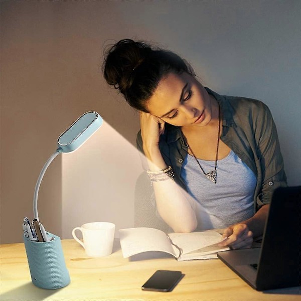 Skrivebordslampe for barn, 3 lysstyrkenivåer dimbar LED berørings skrivebordslampe oppladbar dyre skrivebord