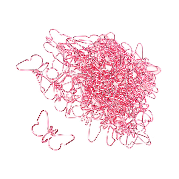 50 stk. Pink Butterflies Papirclips Tegneserie Farve Plating Innovative Søde Papirclips til Kontor Hjem Skole