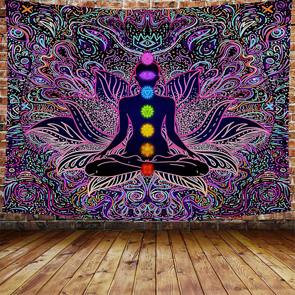 Syv Chakra Gobelin - Boho Mandala Spirituelt Gobelin Yoga Meditation Vægophæng Boho Studio Kunst Boligindretning Soveværelsesindretning Stue Rumdeler Ba