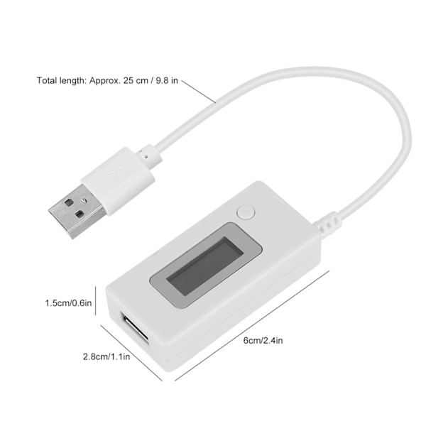 LCD-bakgrundsbelyst digital display USB-amperemeter voltmeter laddningskapacitet effektmätare