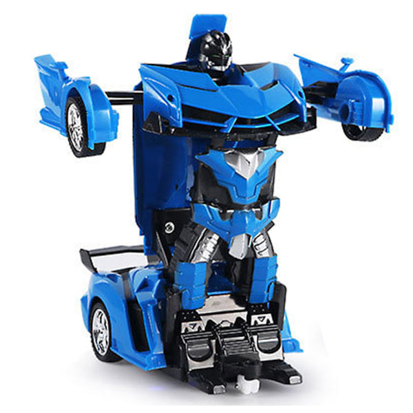 Fjärrkontroll Transformeringsbil Robot för Pojkar En Knapp 360 Graders Roterande Driftande Deformations RC Fordon Blå
