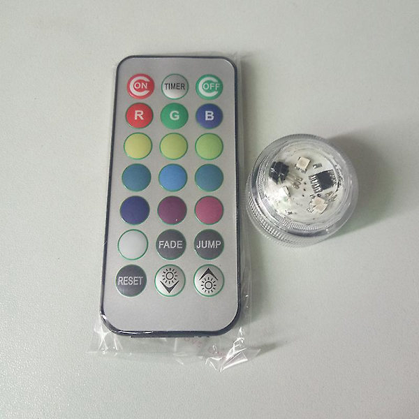 10 kpl vedenpitävät mini-uptettavat LED-valot kaukosäätimellä uima-altaalle, lampille ja akvaariolle - RGB-monivärinen vedenalainen valaistus