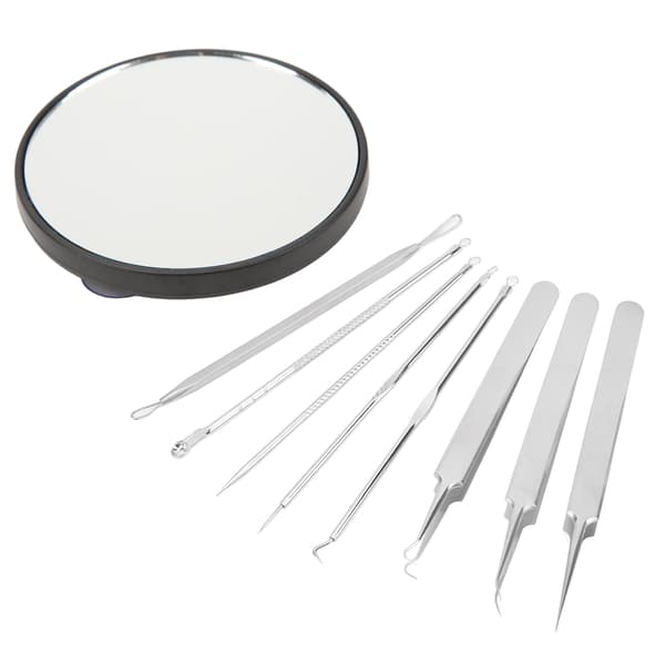 Blackhead Remover Extractor Tool Professionelt Pimple Tool Kit til Comedone Zit Whitehead Blemish med 15X forstørrelsesglas