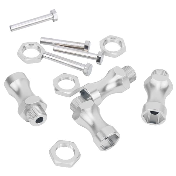12 stk 1/10 til 1/8 RC Modellbil Deler Aluminiumslegering 12mm Til 17mm Hjulnavadapterkobling Sølv