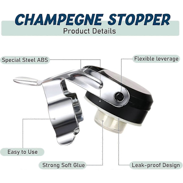 Champagneprop i rustfrit stål 6,88 x 4,9 cm (8 stk.) -CHJR