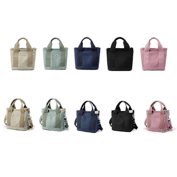 Lærredstaske til Kvinder, Stor Kapacitet, Håndtasker & Skuldertasker med Lynlås, Crossbody Taske, 100% Ny Khaki uden skulderrem