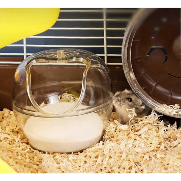 Hamsterbad, Gennemsigtigt Hamstertoilet i Plastik, Stort Kæledyrsbad med Sauna og Hamsterskovl, Gerbil, Guldbjørn