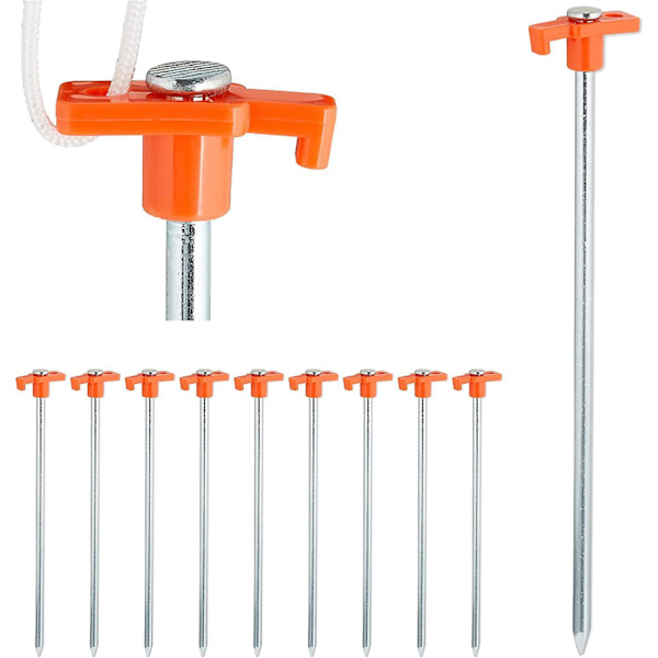 Sæt med 10 orange 25 cm galvaniserede gulvankre og stolper