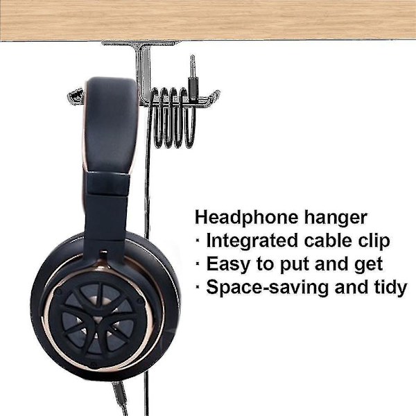 Aluminium Headset-hållare för under skrivbordet, svart