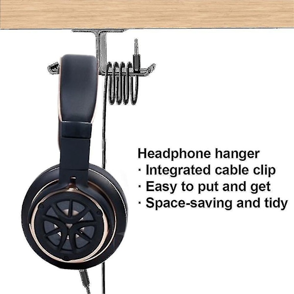 Aluminium klistret under skrivebord headset holder sort
