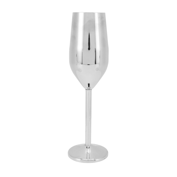 Vinglas i rostfritt stål, vackert och elegant metallchampagneglas för middagar, fester, silver