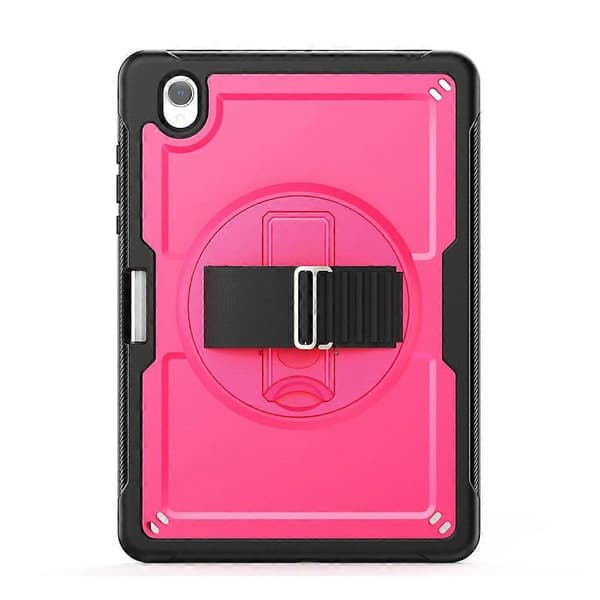 Compatible with Samsung Galaxy Tab S11 Case Hand Strap Stand PC + TPU Tablet Case with Shoulder Strap and Pen Holder Pink