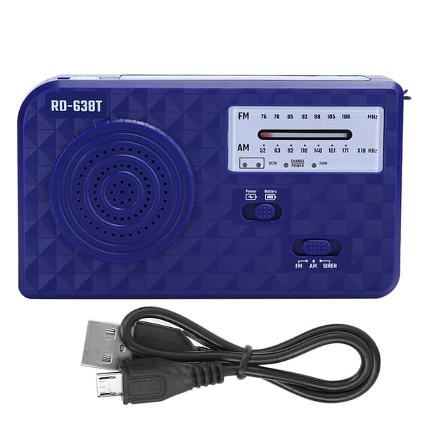 RD638 ABS Solenergi Nöd Multifunktionell Handvevsradio Stödjer FM/AM-funktion Blå